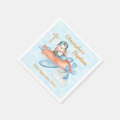 かわいいバプテスムウォーターカラーベビーペンギン飛行機 スタンダードカクテルナプキン (角)