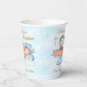 かわいいバプテスムウォーターカラーベビーペンギン飛行機 紙コップ (左)