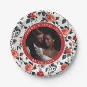 かわいいバラの緑のプレートシンプルのための結婚S ペーパープレート (正面)