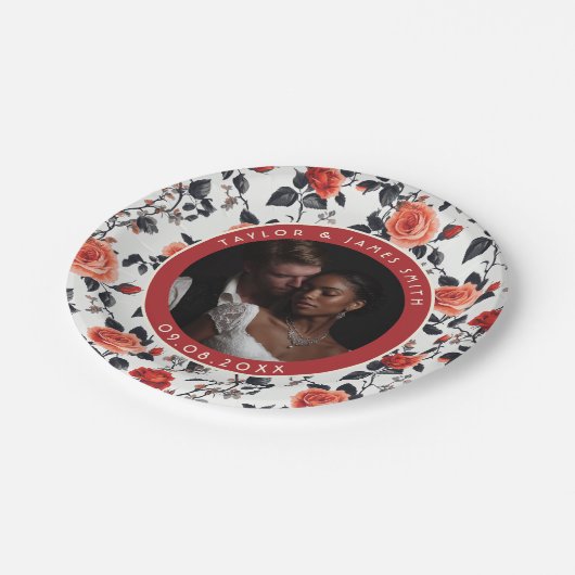 かわいいバラの緑のプレートシンプルのための結婚S ペーパープレート (アングル)