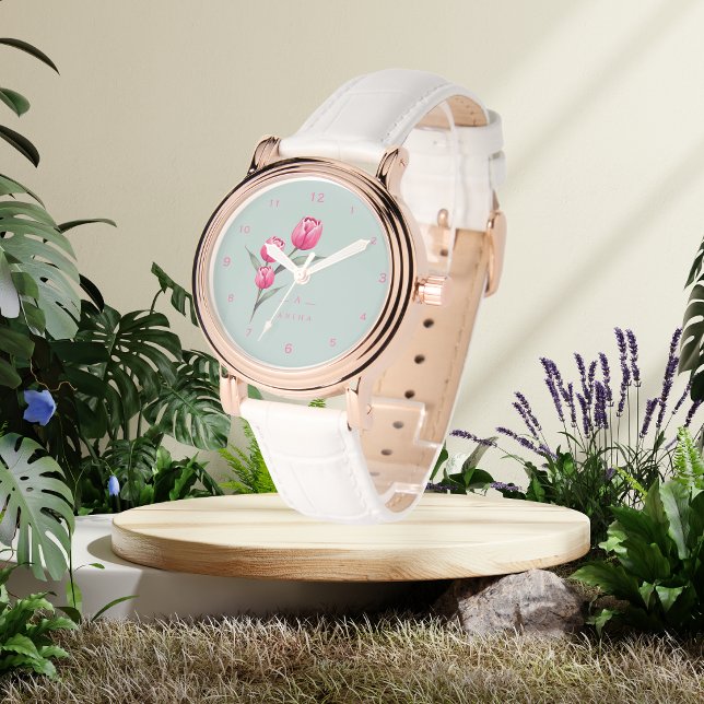 かわいいバラの花のオーダーメイド電子時計 腕時計 (クリエイターアップロード済み)
