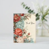 かわいいバラの花の感謝カード ポストカード (スタンド正面)