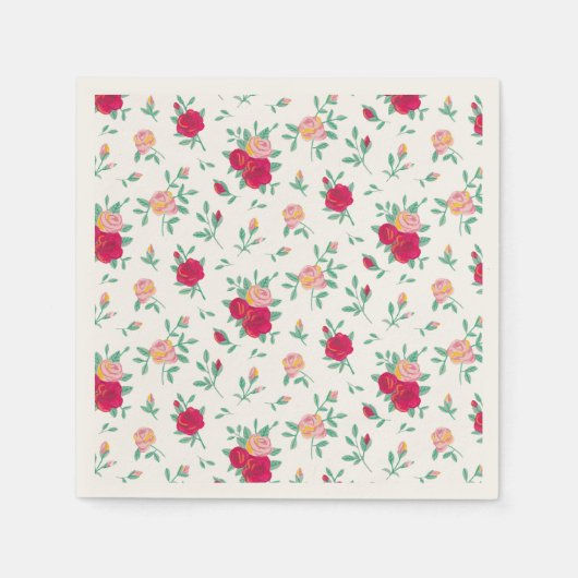 かわいいバラガールバースデーパーティーの招待 スタンダードカクテルナプキン (正面)