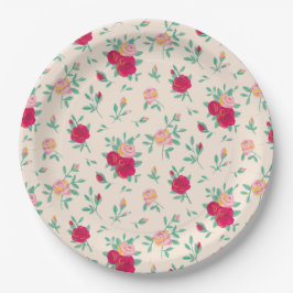 かわいいバラガールバースデーパーティーの招待 ペーパープレート