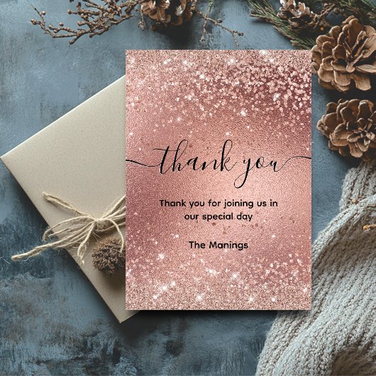 かわいいバラフェイク金ゴールド感謝していグリッター カード