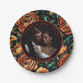 かわいいバラブライダルシャワー結婚のカップル用プレート ペーパープレート