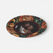 かわいいバラブライダルシャワー結婚のカップル用プレート ペーパープレート (アングル)