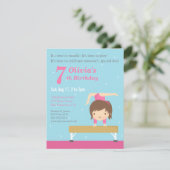 かわいいバランスビーム体操の女の子の誕生日パーティー 招待状 (スタンド正面)