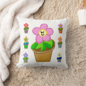 かわいいバラ色のポッテッドフラワーズスクエア装飾用クッション クッション (ブランケット)