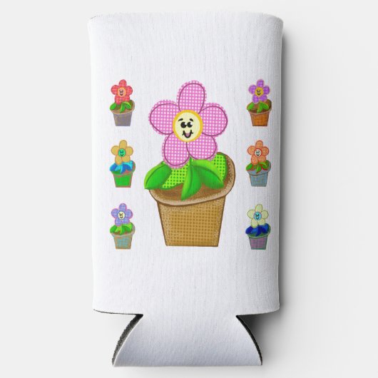 かわいいバラ色のポッテッドフラワーズセルツァークーラーボックス スリム缶クーラー (正面)