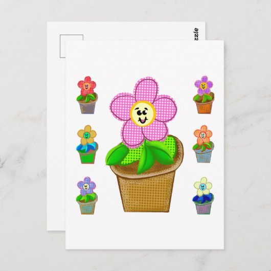 かわいいバラ色のポッテッドフラワーポストカード ポストカード (正面/裏面)