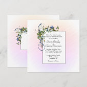 かわいいバラ色のリボンとバブル 招待状 (正面/裏面)