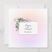 かわいいバラ色のリボンとバブル 招待状 (裏面)