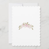 かわいいバラ色の花のブローム洗礼 招待状 (裏面)