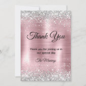 かわいいバラ赤面シルバーフェイクグリッター感謝していユー カード (正面)