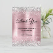 かわいいバラ赤面シルバーフェイクグリッター感謝していユー カード (スタンド正面)