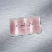 かわいいバラ赤面シルバーフェイクグリッター マグネット名刺 (インサイチュ)