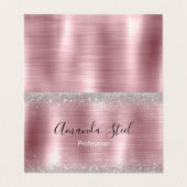 かわいいバラ赤面シルバーフェイクグリッター 名刺 (外部フラット)