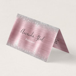 かわいいバラ赤面シルバーフェイクグリッター 名刺