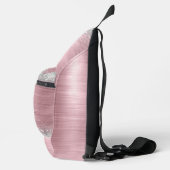 かわいいバラ赤面銀フェイクグリッターモノグラム スリングバッグ (右)