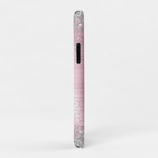 かわいいバラ赤面銀フェイクグリッターモノグラム Case-Mate iPhoneケース (裏面/右)