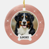 かわいいバラ金ゴールドつや消しメタル名ペットフォト セラミックオーナメント (裏面)