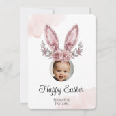 かわいいバラ金ゴールドイースターバニー耳キッズフォト シーズンカード (正面)