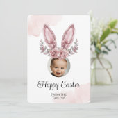 かわいいバラ金ゴールドイースターバニー耳キッズフォト シーズンカード (スタンド正面)