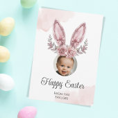 かわいいバラ金ゴールドイースターバニー耳キッズフォト シーズンカード