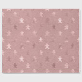 かわいいバラ金ゴールドクリスマスジンジャーブレッドマンパターン ラッピングペーパー (フラット)