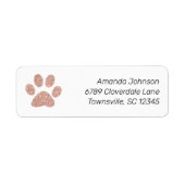 かわいいバラ金ゴールドグリッターポープリント差出人住所 ラベル (正面)