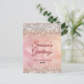 かわいいバラ金ゴールドシルバーグリッタークリスマス新年 ポストカード (スタンド正面)