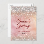 かわいいバラ金ゴールドシルバーグリッタークリスマス新年 ポストカード (正面/裏面)