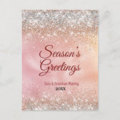 かわいいバラ金ゴールドシルバーグリッタークリスマス新年 ポストカード (正面)