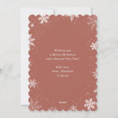 かわいいバラ金ゴールドスノーウィフォトホリデー シーズンカード (裏面)