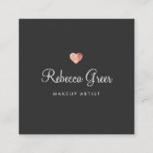 かわいいバラ金ゴールドハートブラック美しいコンサルタント スクエア名刺 (正面)