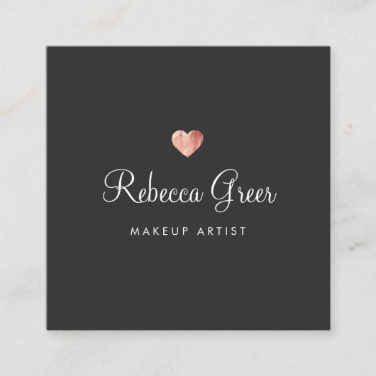 かわいいバラ金ゴールドハートブラック美しいコンサルタント スクエア名刺 (正面)