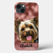 かわいいバラ金ゴールドピンクヨークシャーテリアドッグネームかわいらしシックCa Case-Mate iPhoneケース (裏面)