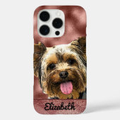 かわいいバラ金ゴールドピンクヨークシャーテリアドッグネームかわいらしシックCa Case-Mate iPhoneケース (裏面)