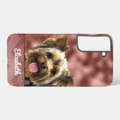 かわいいバラ金ゴールドピンクヨークシャーテリアドッグネームシかわいらしック SAMSUNG GALAXYケース (裏面横)