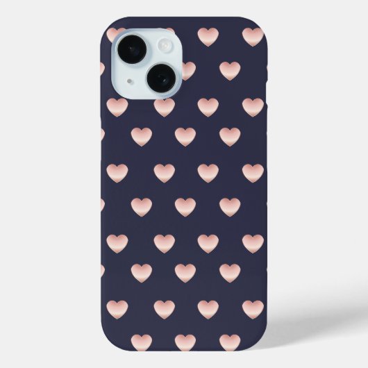 かわいいバラ金ゴールドピンク光沢のあるハートパターン Case-Mate iPhoneケース (裏面)
