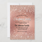 かわいいバラ金ゴールドフェイクグリッタークリスマス 招待状 (正面)