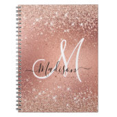かわいいバラ金ゴールドフェイクグリッターモノグラム ノートブック (正面)