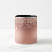 かわいいバラ金ゴールドフェイクグリッターモノグラム マグカップ (中央)