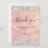 かわいいバラ金ゴールドフェイクシルバーグリッターありがとう カード (正面)