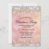 かわいいバラ金ゴールドフェイクシルバーグリッタークリスマス 招待状 (正面)