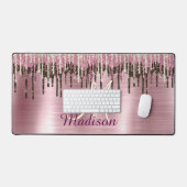 かわいいバラ金ゴールドブラウングリッタードリップスモノグラム デスクマット (キーボード&マウス)