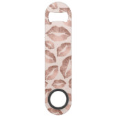 かわいいバラ金ゴールドリップキス赤面ピンクモノグラムガーリー スピード栓抜き (裏面)