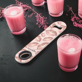 かわいいバラ金ゴールドリップキス赤面ピンクモノグラムガーリー スピード栓抜き