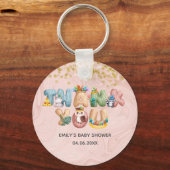 かわいいバラ金ゴールド大理石ベビーシャワー動物ありがとう キーホルダー (正面)